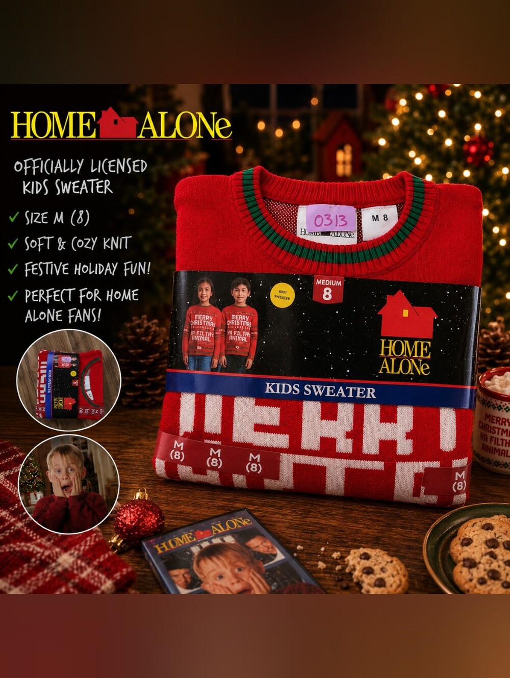 Kids Red Holiday Sweater - Medium (8)
